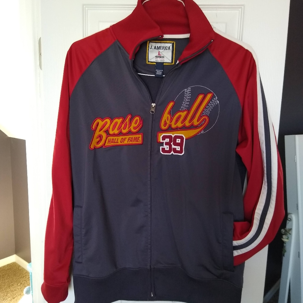 Baseball HOF Track jacket sz L VGUC